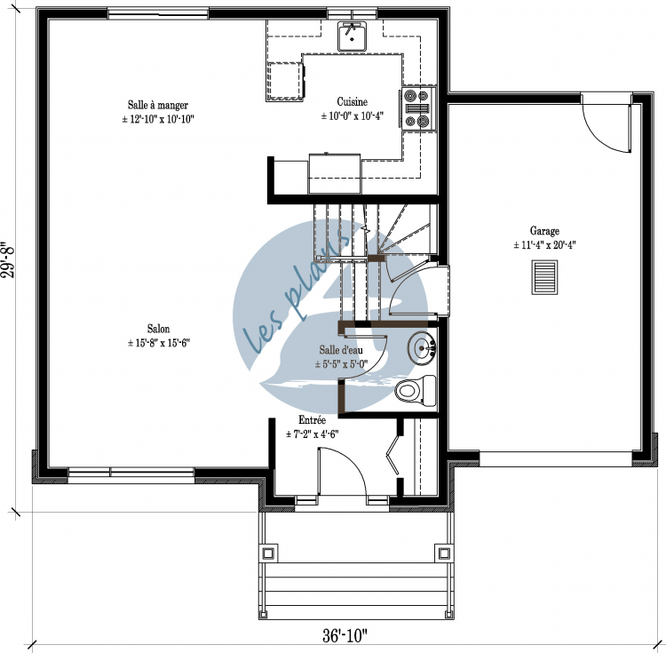 Plan du rez-de-chaussée - Maison à 2 étages 14027