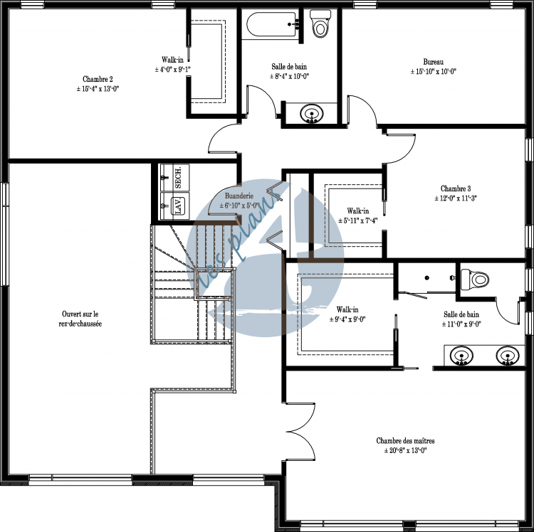 Plan de l'étage - Maison à 2 étages 14028