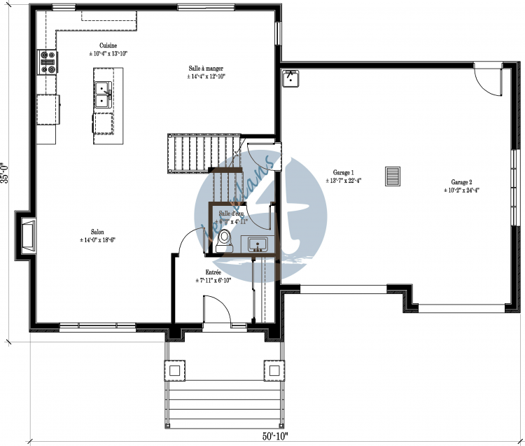 Plan du rez-de-chaussée - Maison à 2 étages 15051
