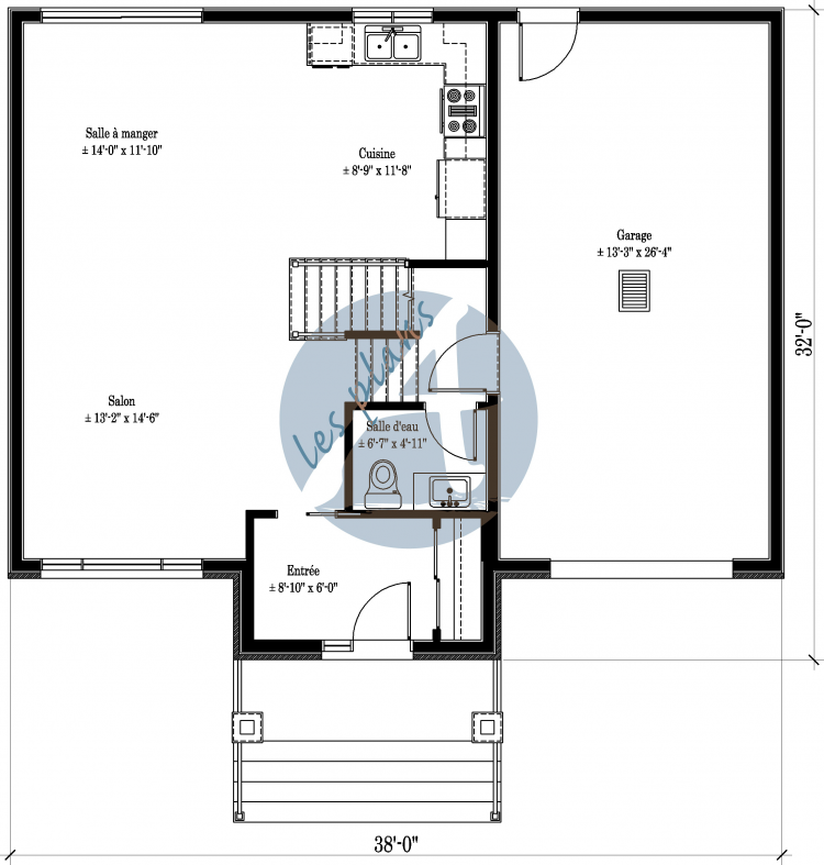 Plan du rez-de-chaussée - Maison à 2 étages 16013
