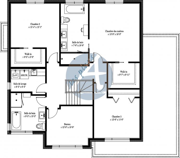 Plan de l'étage - Maison à 2 étages 16016