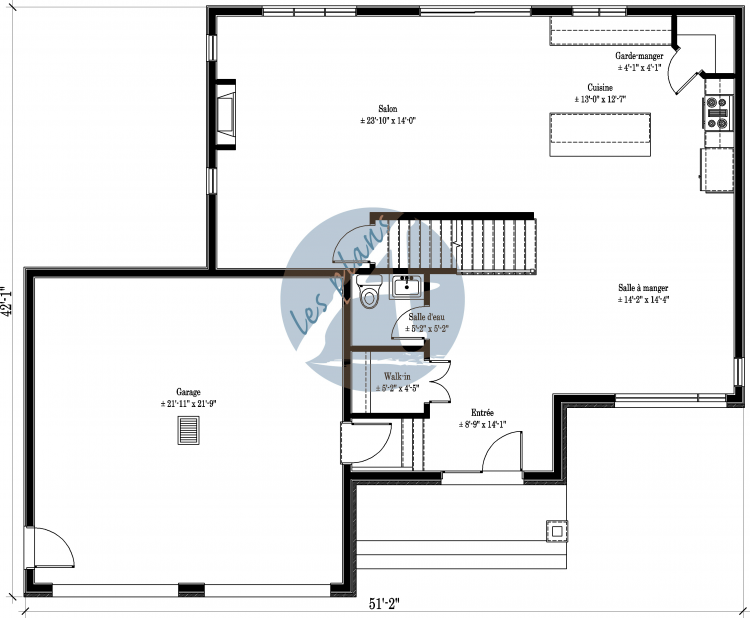 Plan du rez-de-chaussée - Maison à 2 étages 16024