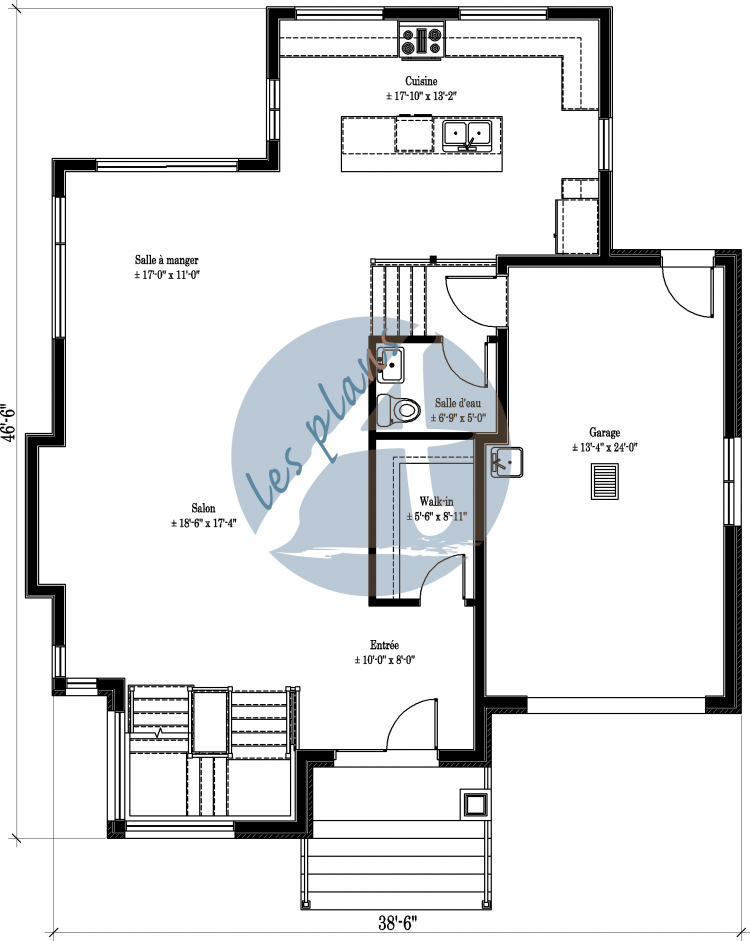 Plan du rez-de-chaussée - Maison à 2 étages 16059A