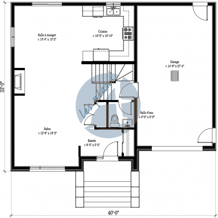 Plan du rez-de-chaussée - Maison à 2 étages 17037