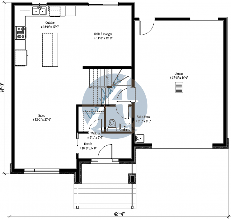 Plan du rez-de-chaussée - Maison à 2 étages 17048