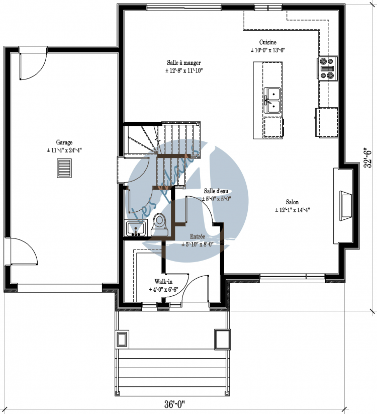 Plan du rez-de-chaussée - Maison à 2 étages 17090