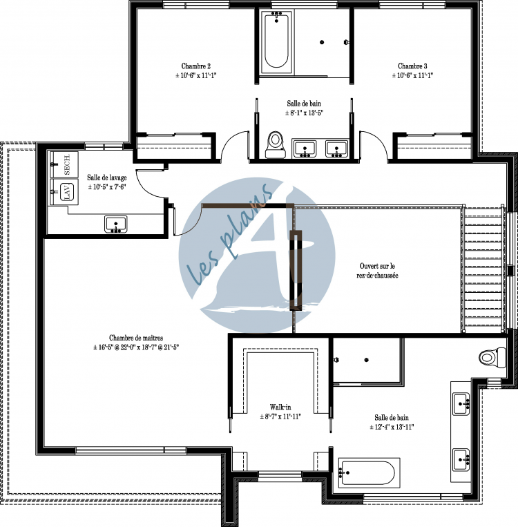 Plan de l'étage - Maison à 2 étages 18014