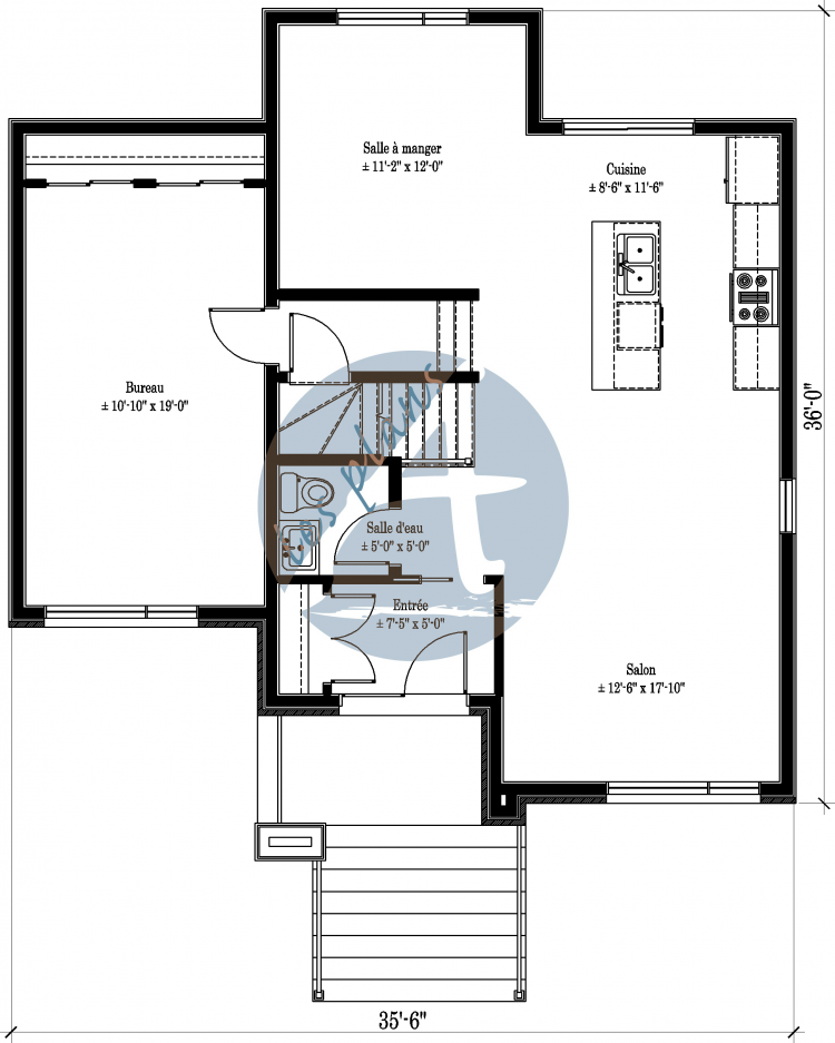 Plan du rez-de-chaussée - Maison à 2 étages 18021A