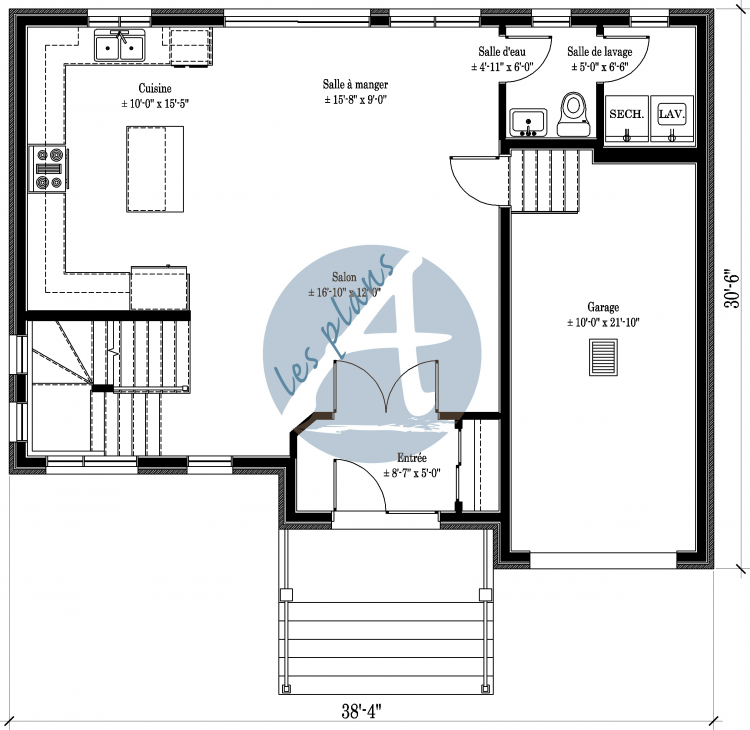 Plan du rez-de-chaussée - Maison à 2 étages 18023