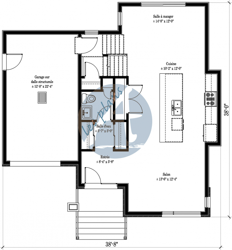 Plan du rez-de-chaussée - Maison à 2 étages 18025