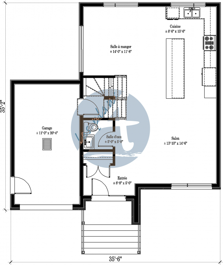 Plan du rez-de-chaussée - Maison à 2 étages 18032