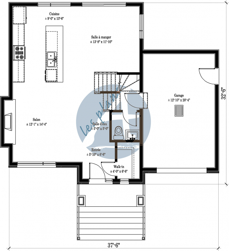 Plan du rez-de-chaussée - Maison à 2 étages 18102B
