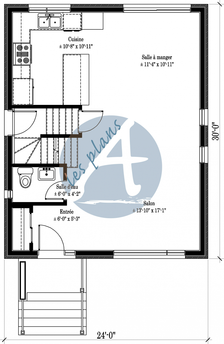 Plan du rez-de-chaussée - Maison à 2 étages 19017