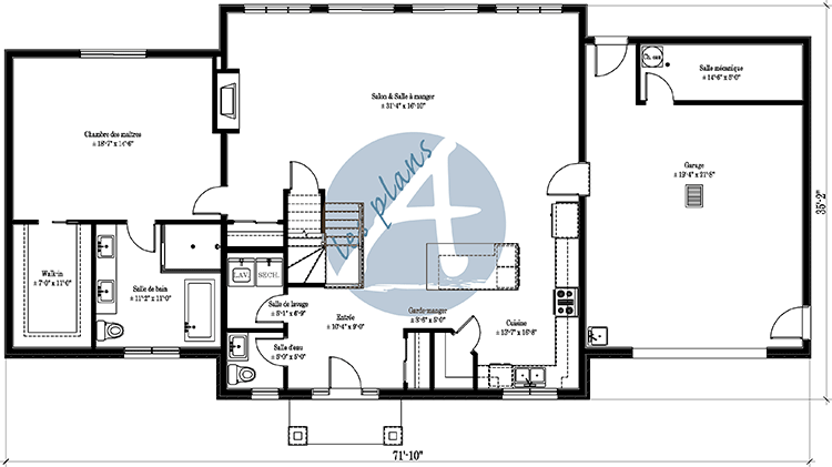 Plan du rez-de-chaussée - Maison à 2 étages 20087