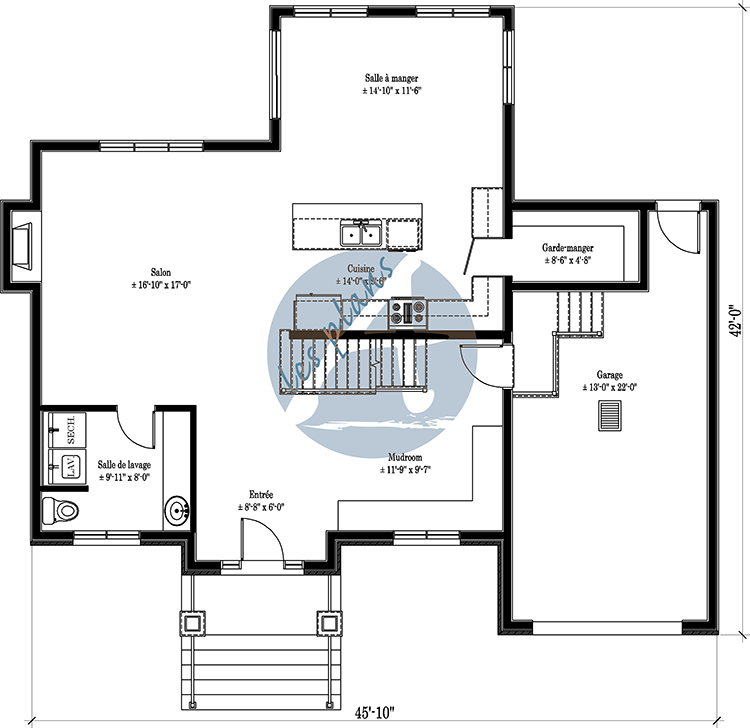 Plan du rez-de-chaussée - Maison à 2 étages 21031