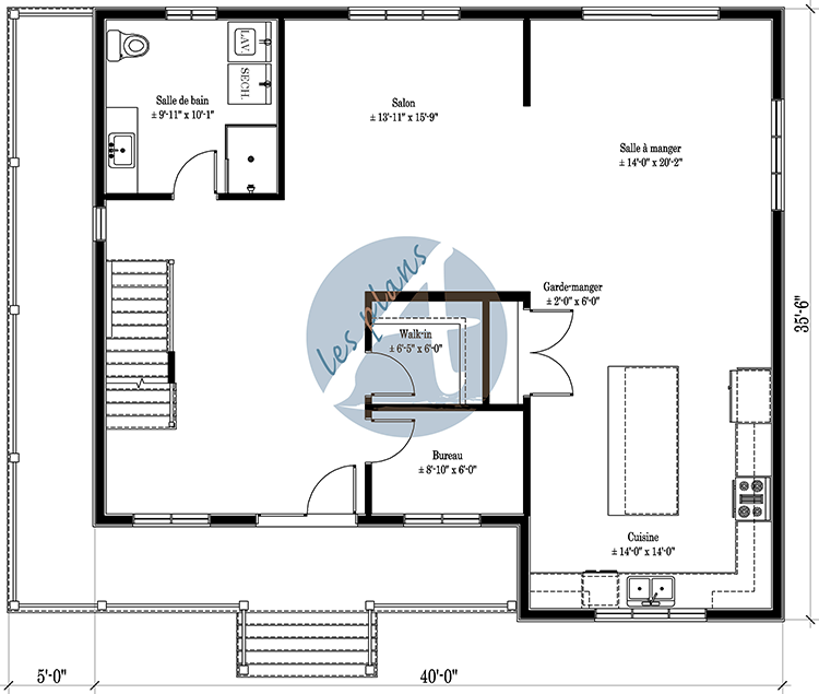 Plan du rez-de-chaussée - Maison à 2 étages 21084