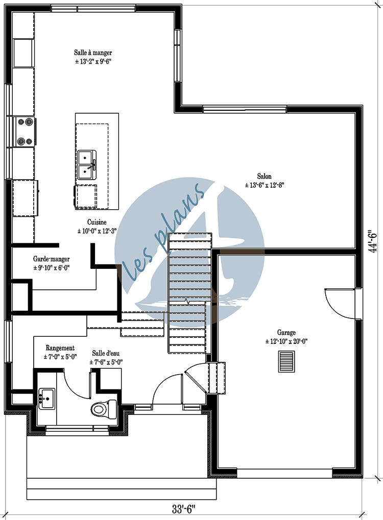 Plan du rez-de-chaussée - Maison à 2 étages 21087