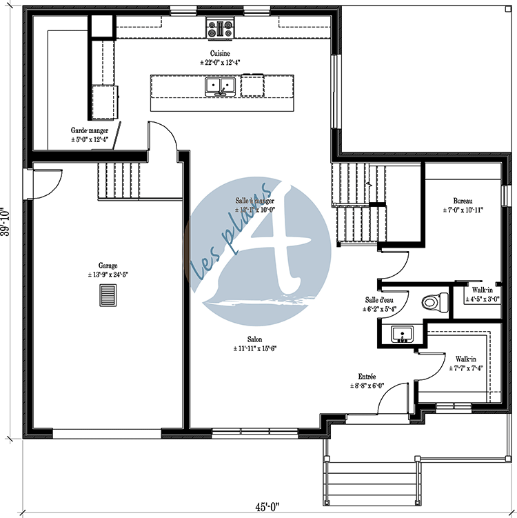 Plan du rez-de-chaussée - Maison à 2 étages 21117