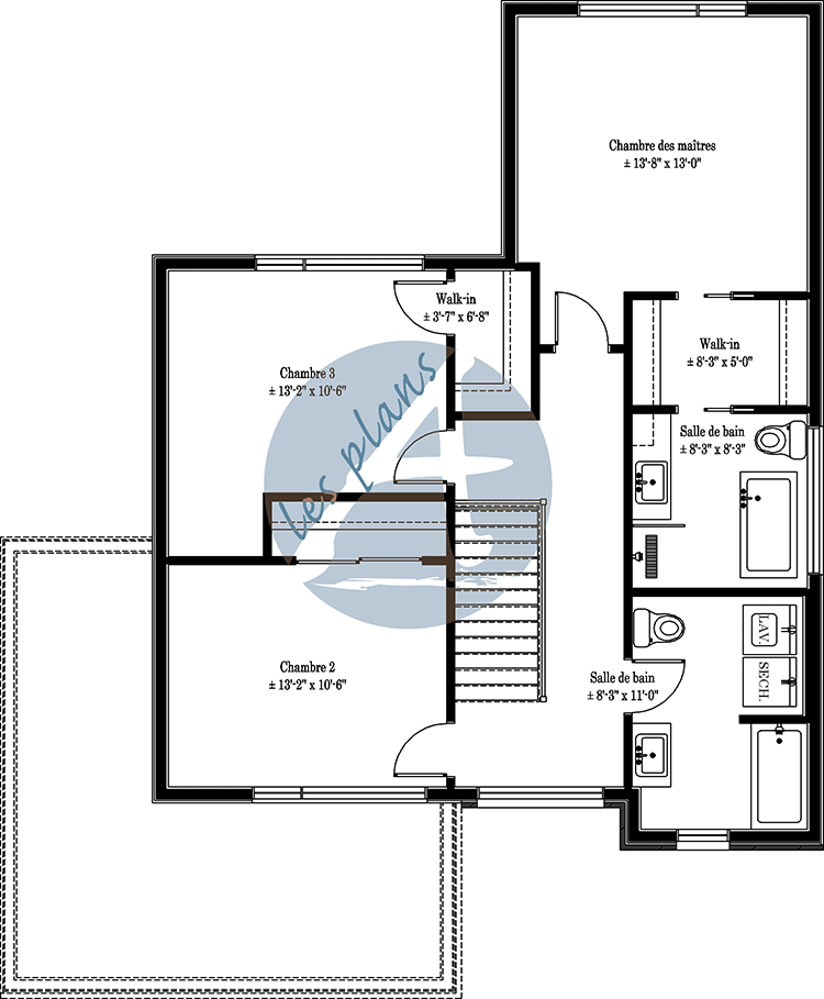 Plan de l'étage - Maison à 2 étages 22044