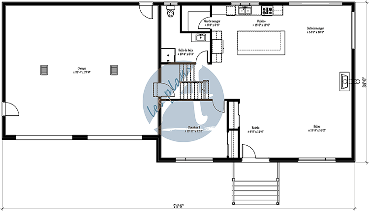 Plan du rez-de-chaussée - Maison à 2 étages 23022C