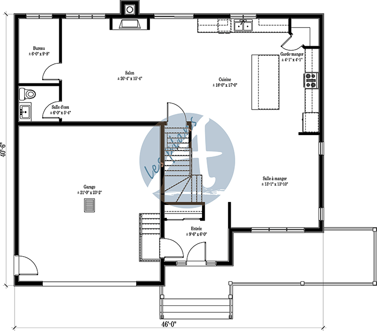 Plan du rez-de-chaussée - Maison à 2 étages 23058