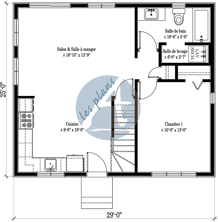 Plan du rez-de-chaussée - Maison à 2 étages 24092