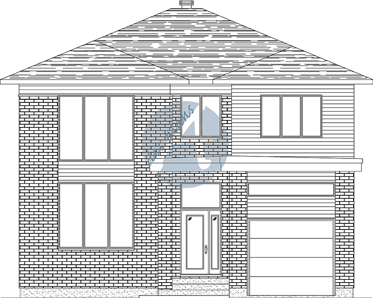 Façade - Maison à 2 étages 25005A