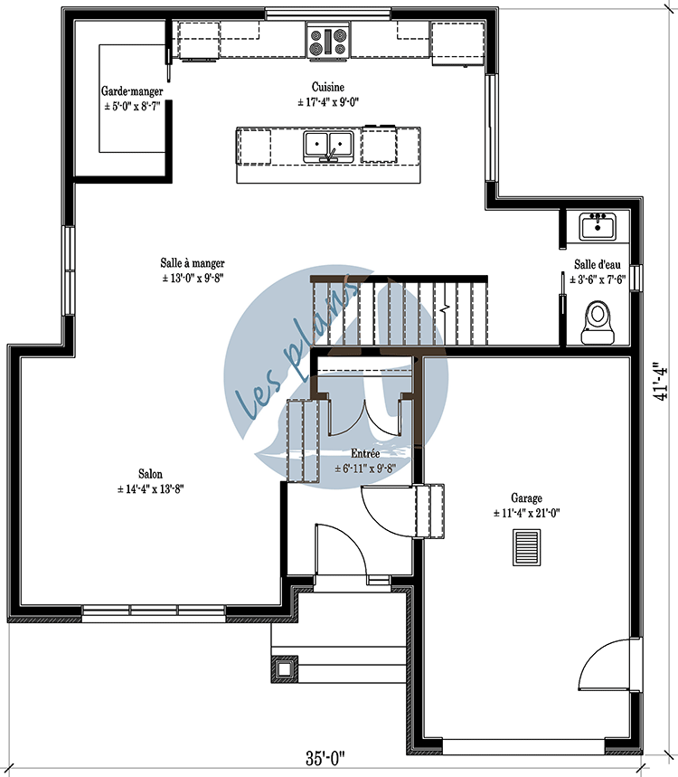 Plan du rez-de-chaussée - Maison à 2 étages 25005A