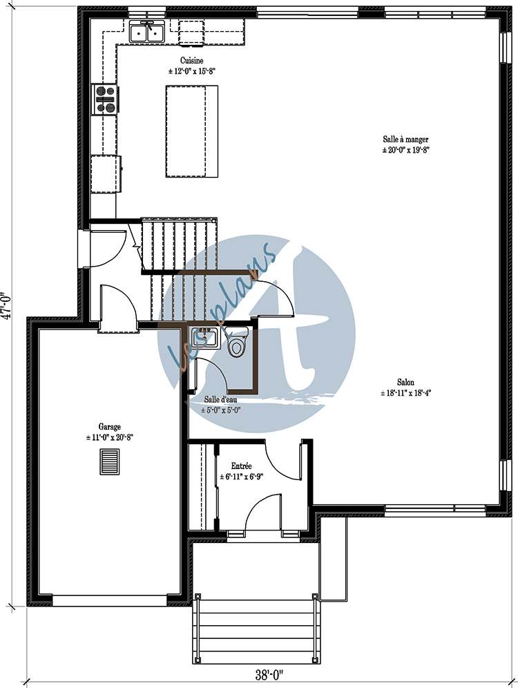 Plan du rez-de-chaussée - Maison à 2 étages 25023A