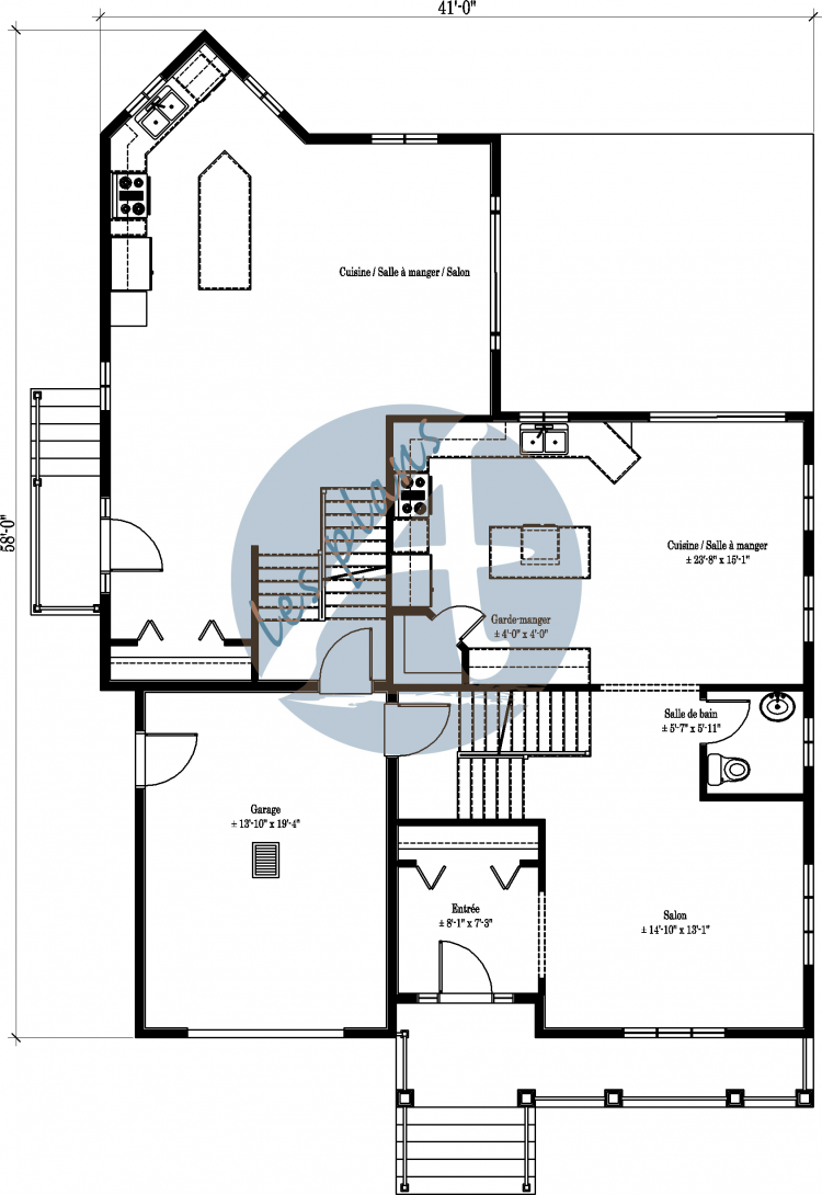 Plan du rez-de-chaussée - Maison bi-génération 08005