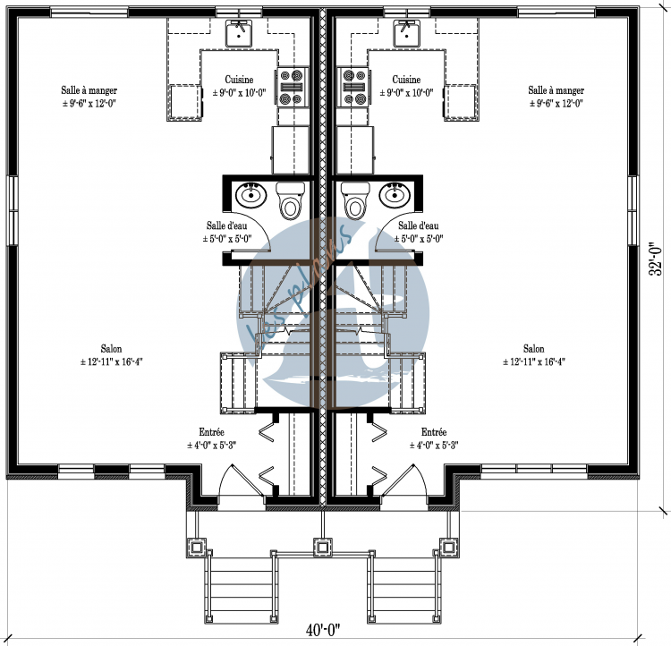 Plan du rez-de-chaussée - Maison jumelée 17066