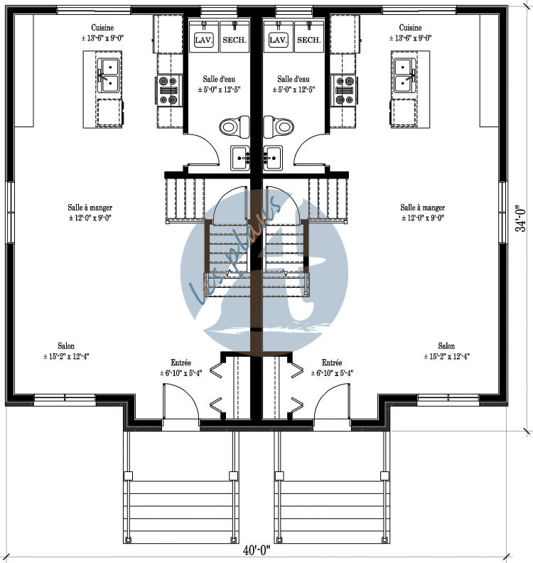 Plan du rez-de-chaussée - Maison multifamiliale 17085