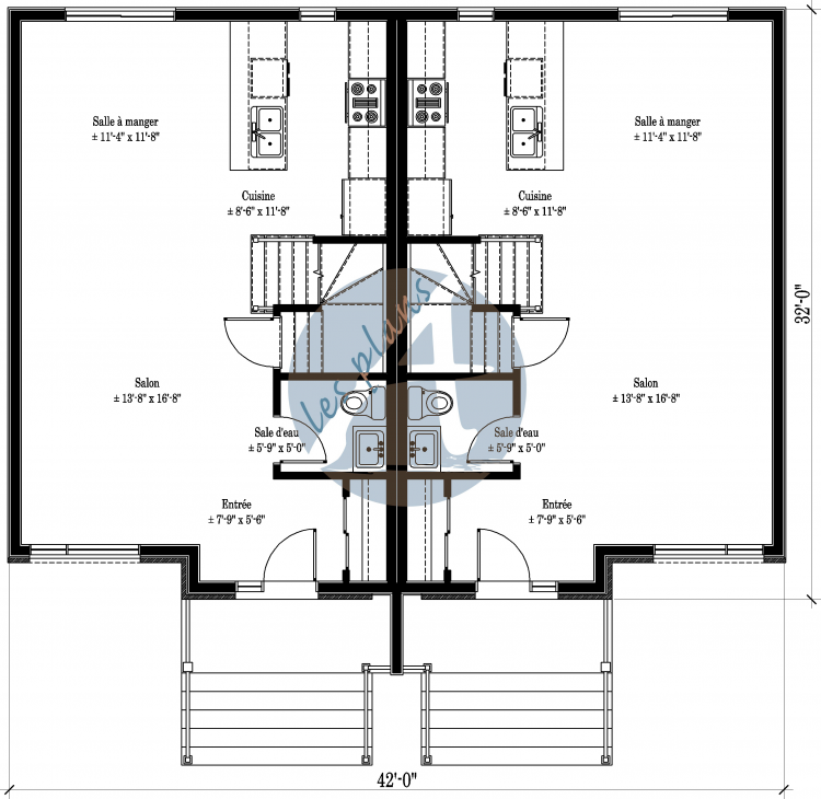 Plan du rez-de-chaussée - Semi-détaché 18003