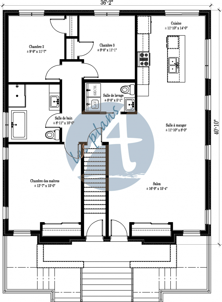 Plan du rez-de-chaussée - Quadruplex 18073