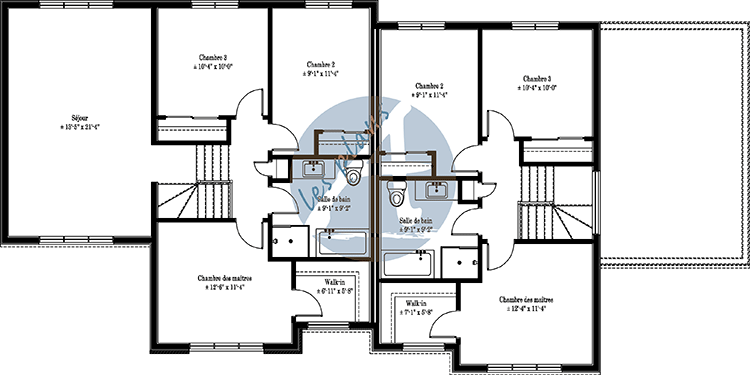 Plan de l'étage - Maison jumelée 20031A