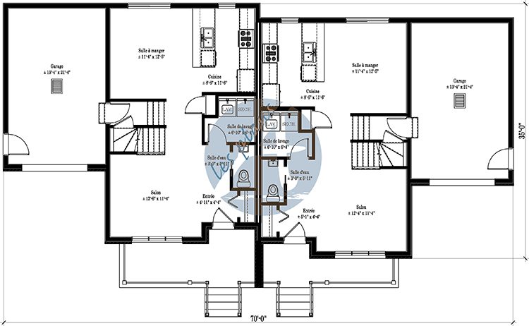 Plan du rez-de-chaussée - Maison jumelée 20031A