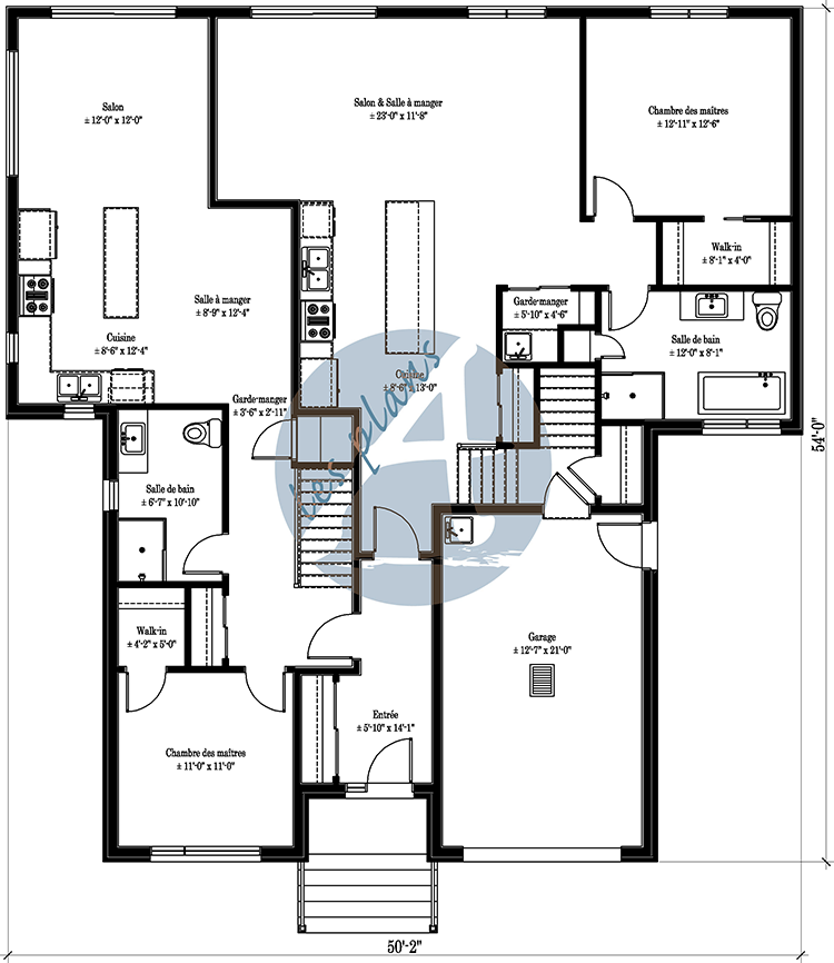 Plan du rez-de-chaussée - Maison bi-génération 21024B