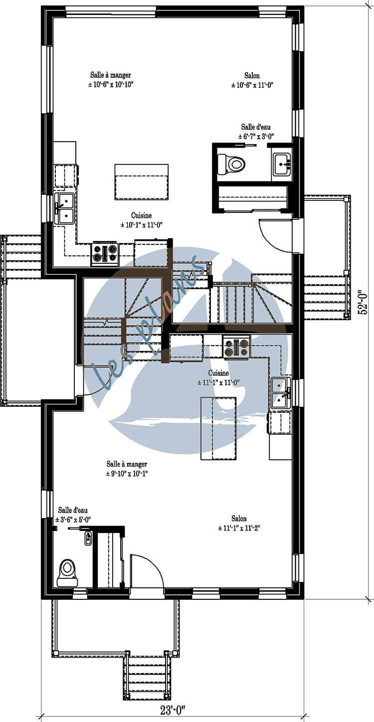 Plan du rez-de-chaussée - Maison multifamiliale 23032B