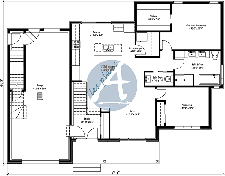 Plan du rez-de-chaussée - Maison bi-générationnelle 24011