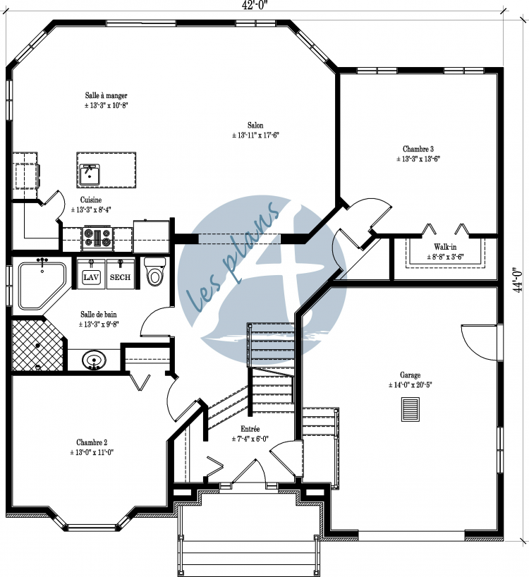 Plan du rez-de-chaussée - Maison split-level 09017