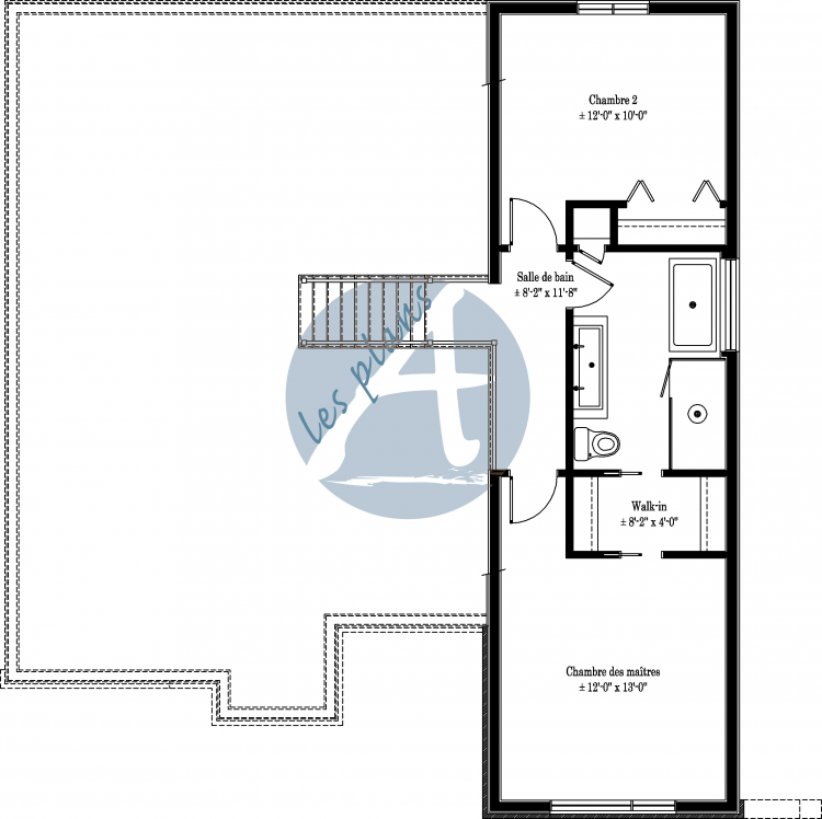 Plan de l'étage - Maison à paliers multiples 12068A
