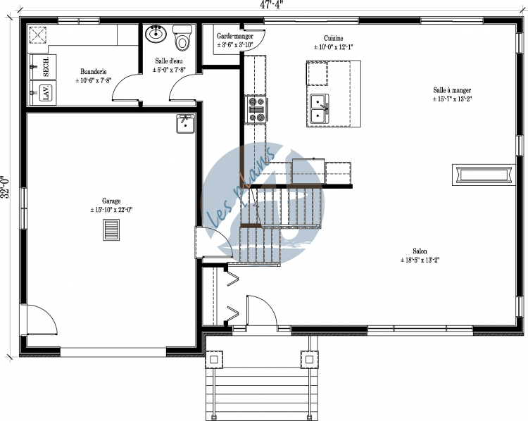 Plan du rez-de-chaussée - Maison split-level 13024